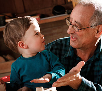 Grandfather with his grandson. Links to Gifts by Estate Note